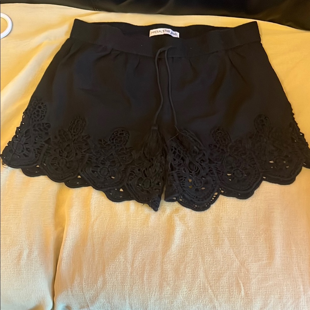 Imperial Star Black High Waist Lace Shorts